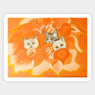 Three Angry Kittens in the Garden Sticker